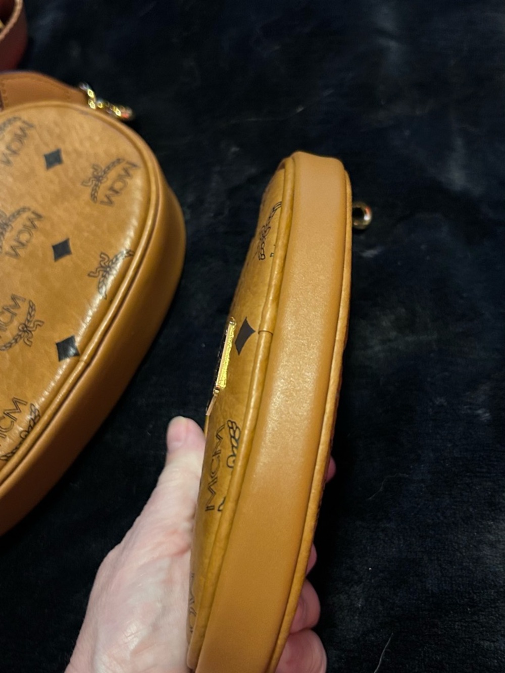 MCM Triple Pouch Signature Visetos Crossbody in Cognac - Picture 11 of 16
